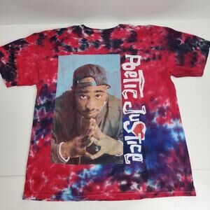 Poetic Justice Tu-Pac Movie Red Tie-Dye Short Sleeve T-Shirt Men's Size L